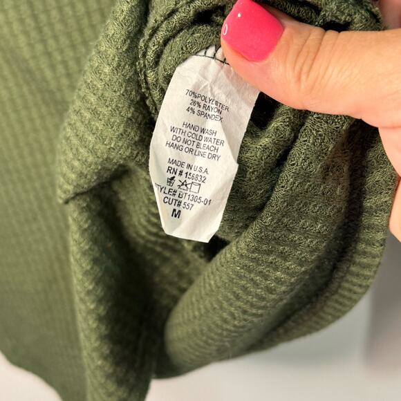 BiBI Long Sleeve Waffle Knit Boho Style Top  Size M - Picture 4 of 5